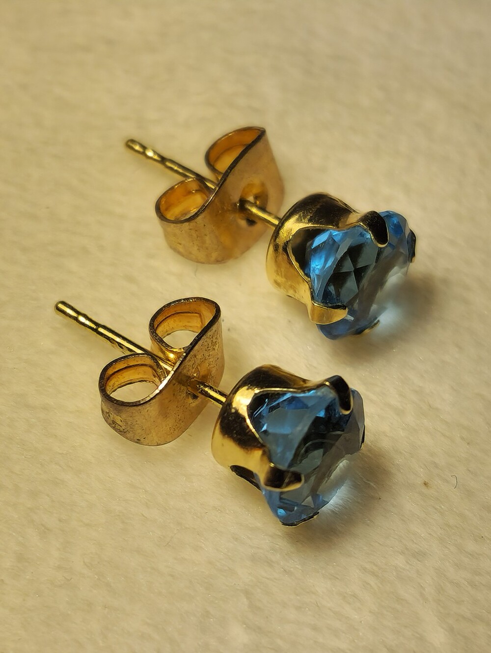 Ross-Simons Gold Plated Blue Crystal Stud Earrings